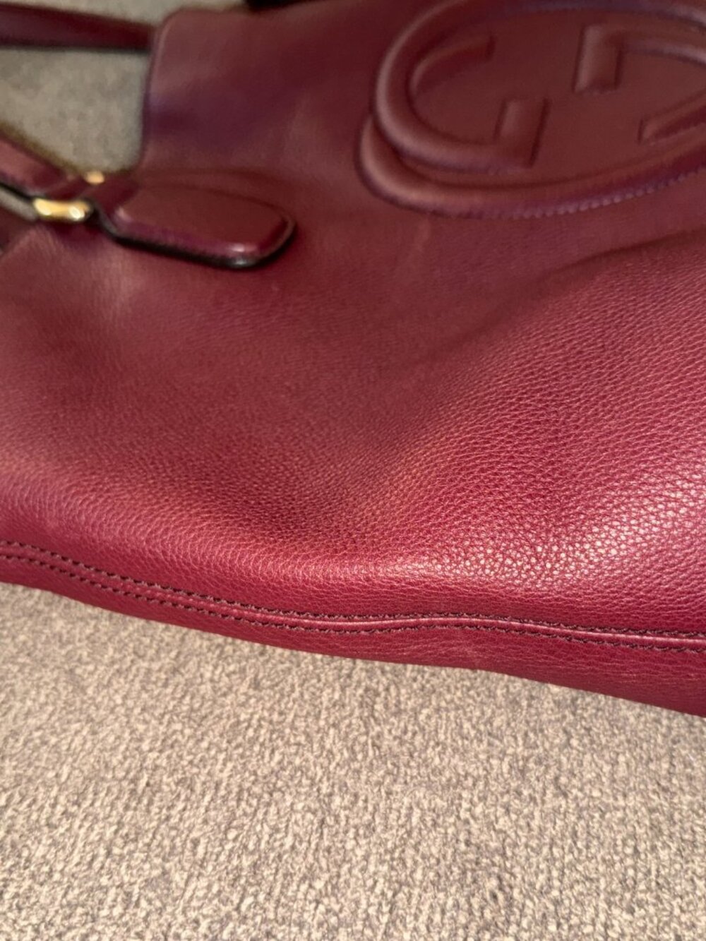 Gucci Soho Hobo Shoulder Tote Burgundy Bordeaux - Picture 5 of 12